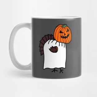 Thanksgiving Turkey in Halloween Horror Pumpkin Ghost Costume Mug